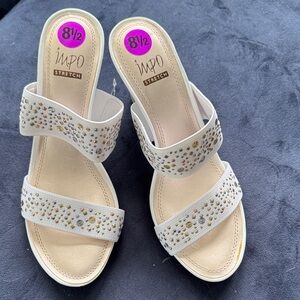 Impo Women's Cream Sandals with Gold and Silver Accents